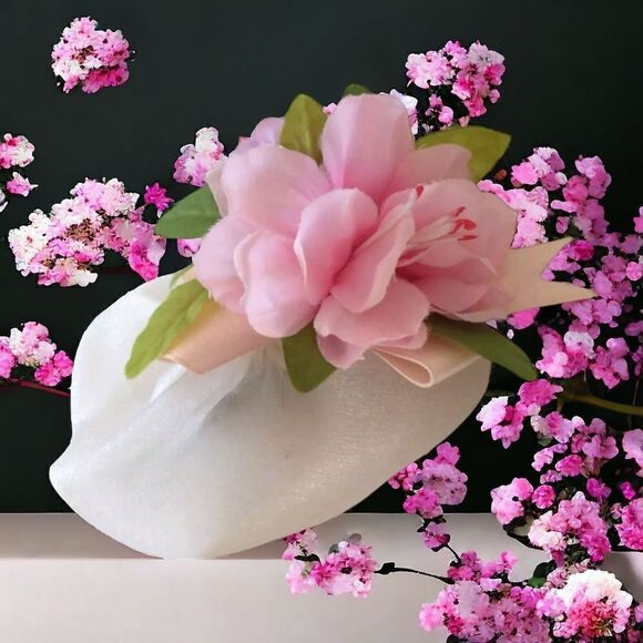 Silk Flowers Hair Barrette Pink Peony Purple Violet Ivory Tulle Easter Romantic. - Picture 1 of 15